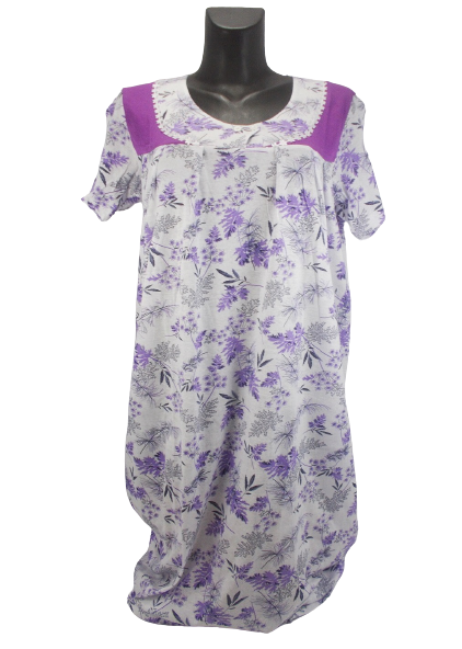 

Ночная рубашка хлопок Dollar Club 160-8  белая с фиолетовым, Ночная рубашка хлопок Dollar Club 160-8 54-56 белая с фиолетовым