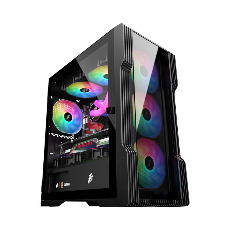 

Корпус 1stPlayer T3-G-4F1-BK Black без БП