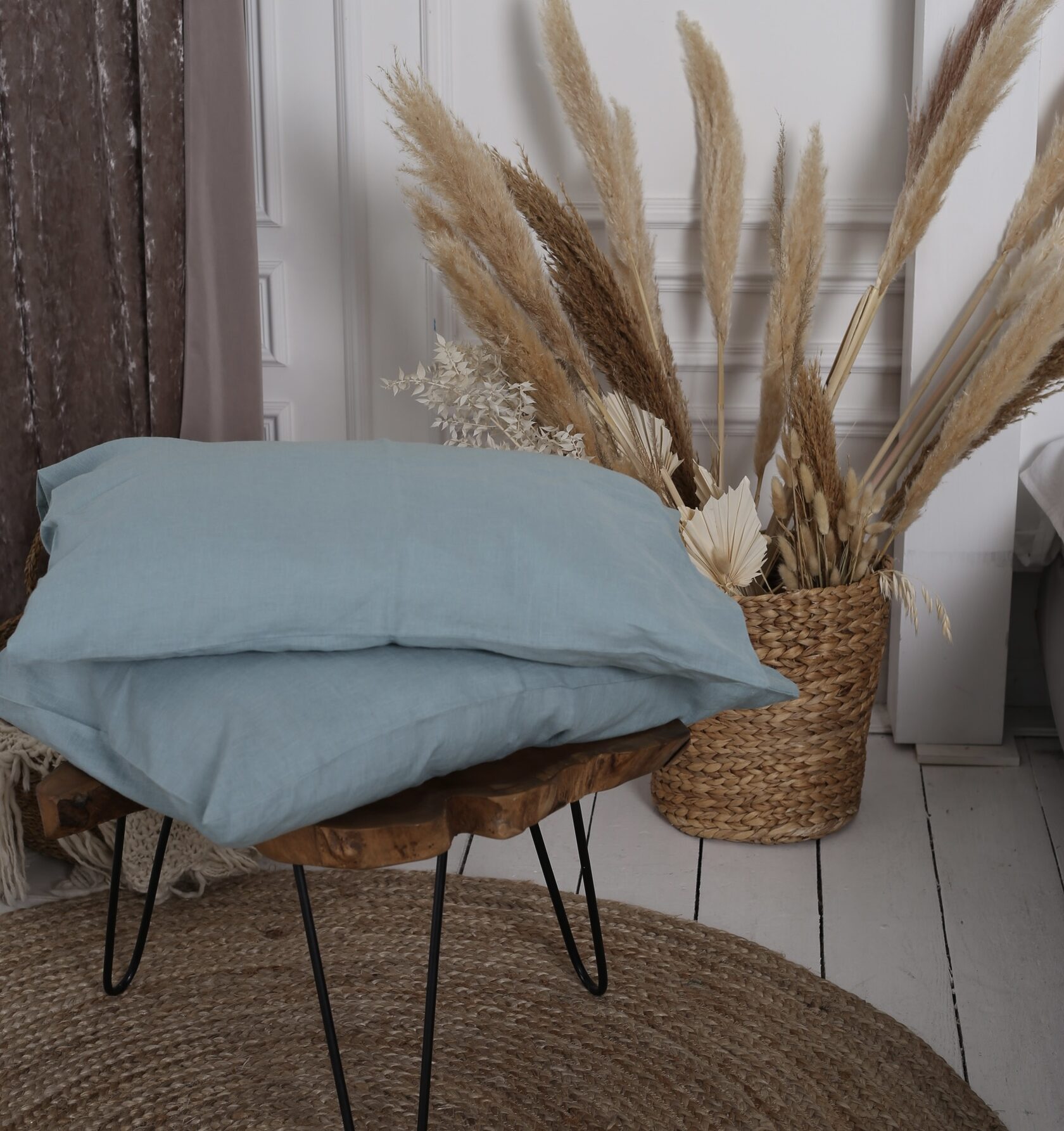 

Крафтова наволочка Luxury Linen на гудзиках льон 50*75 см 2шт Carribean