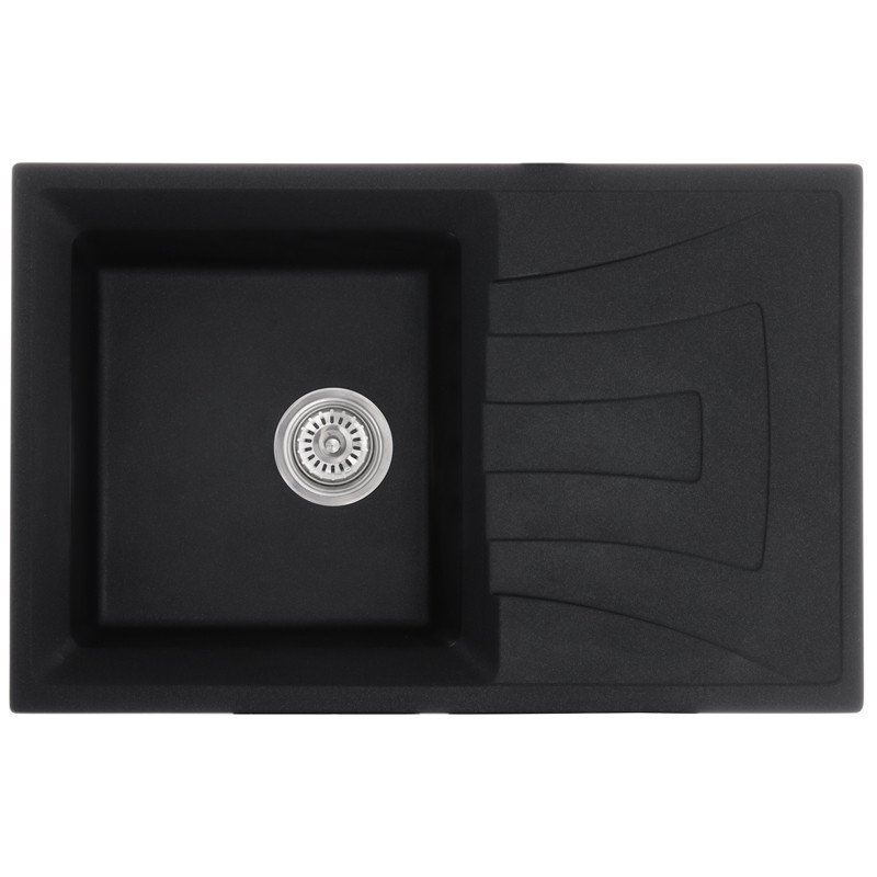 

Врезная кухонная мойка из камня Раковина для кухни HAIBA HB8104-G226 BLACK 780x500x200 + Сифон Гранит Черная (HB0987)
