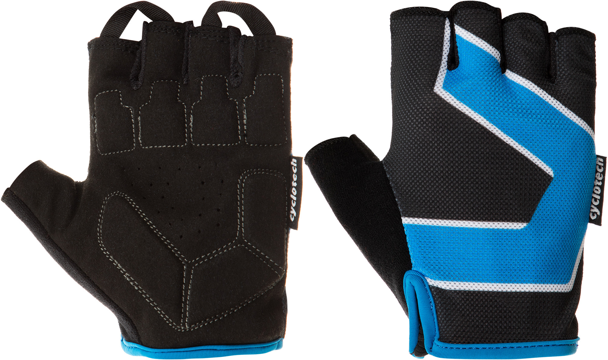 

Перчатки велосипедные Cyclotech Беспалые 7 М (Обхват ладони 19 см) Черный с голубым