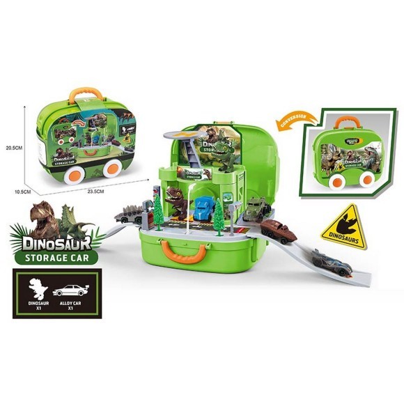 

Игровой набор паркинг Bambi XZ-676 машинка+динозавр, в чемодане