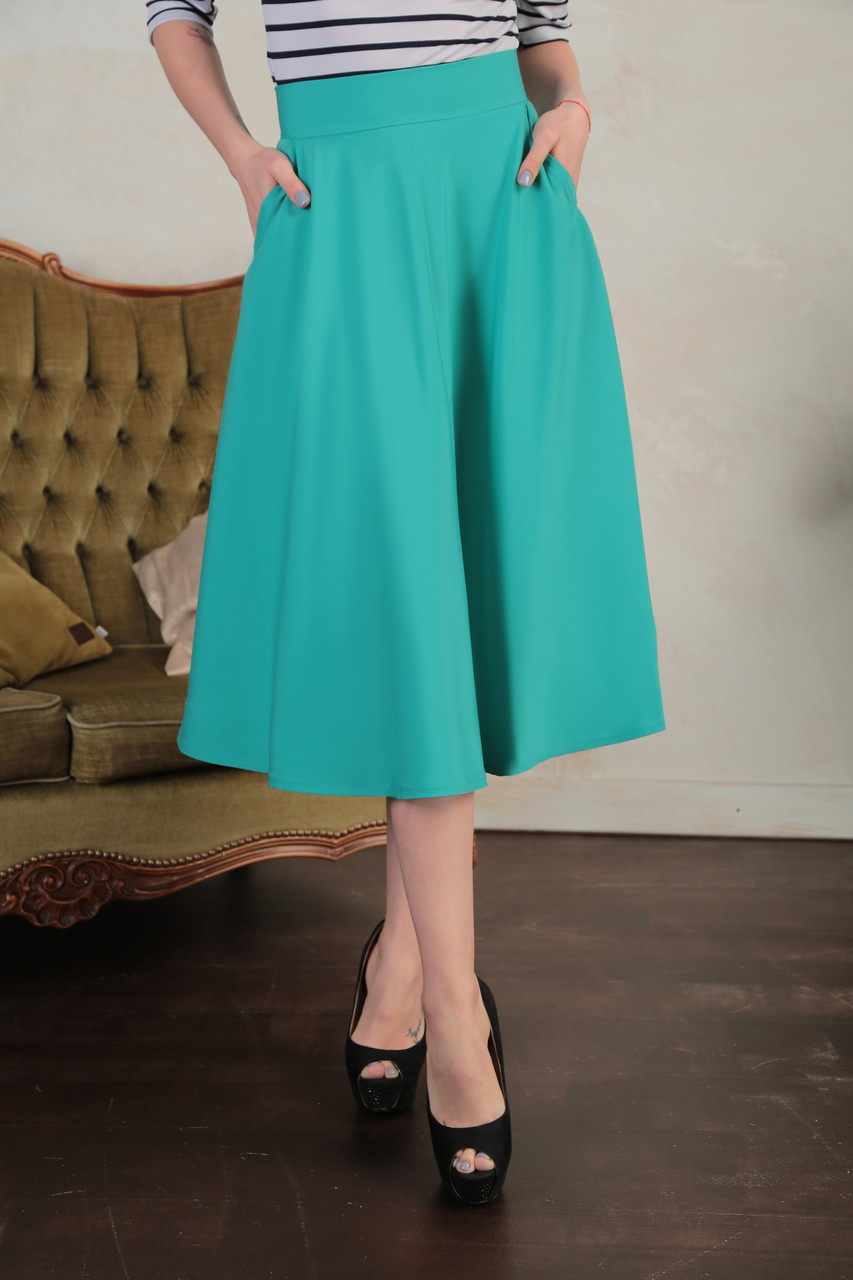 

Юбка с карманами Fashion Girl "Flora"  бирюзовый, Юбка с карманами Fashion Girl "Flora" 42 бирюзовый