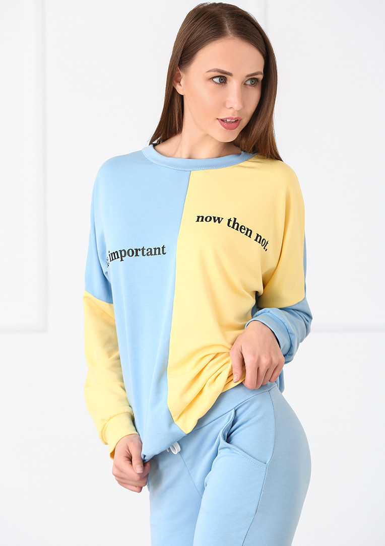 

Женский спортивный костюм Fashion Girl "Dual" - голубой с желтым, Женский спортивный костюм Fashion Girl "Dual" 42-44 голубой с желтым