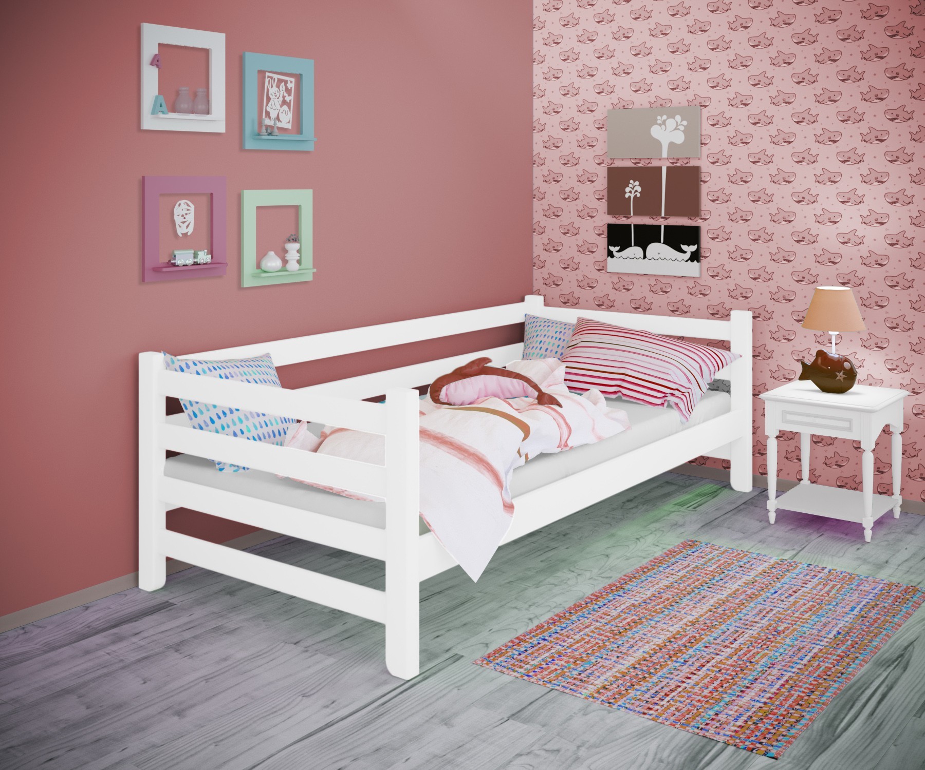 

Кровать односпальная тахта RainbowDream Томас 80х200 см белый массив ольхи, без ящиков