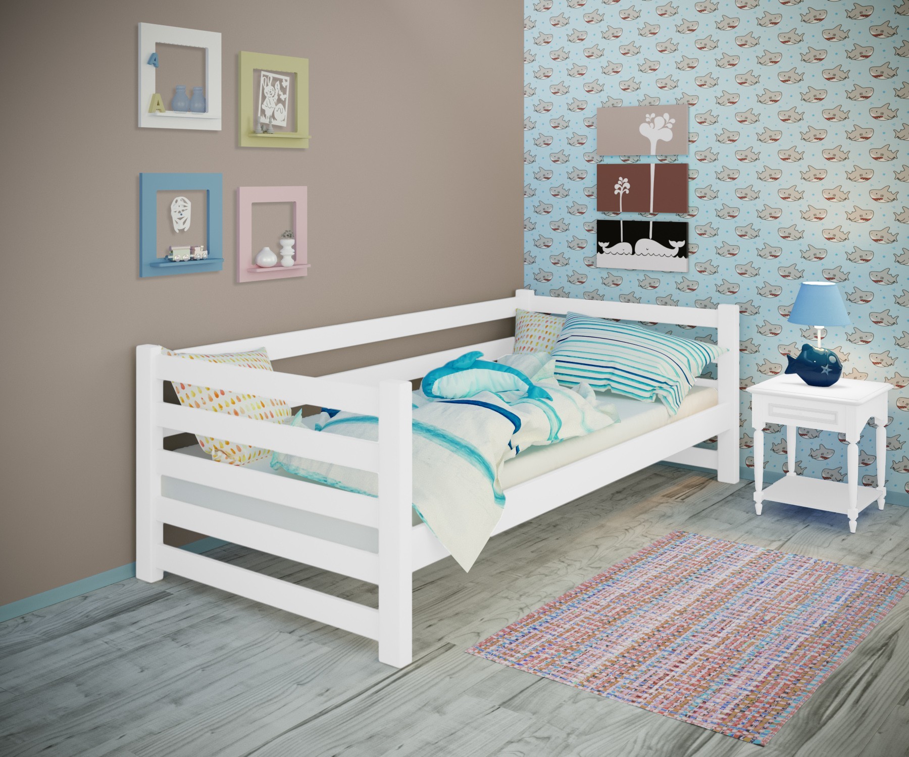 

Кровать односпальная тахта RainbowDream Ламия 80х190 см белый массив ольхи, без ящиков