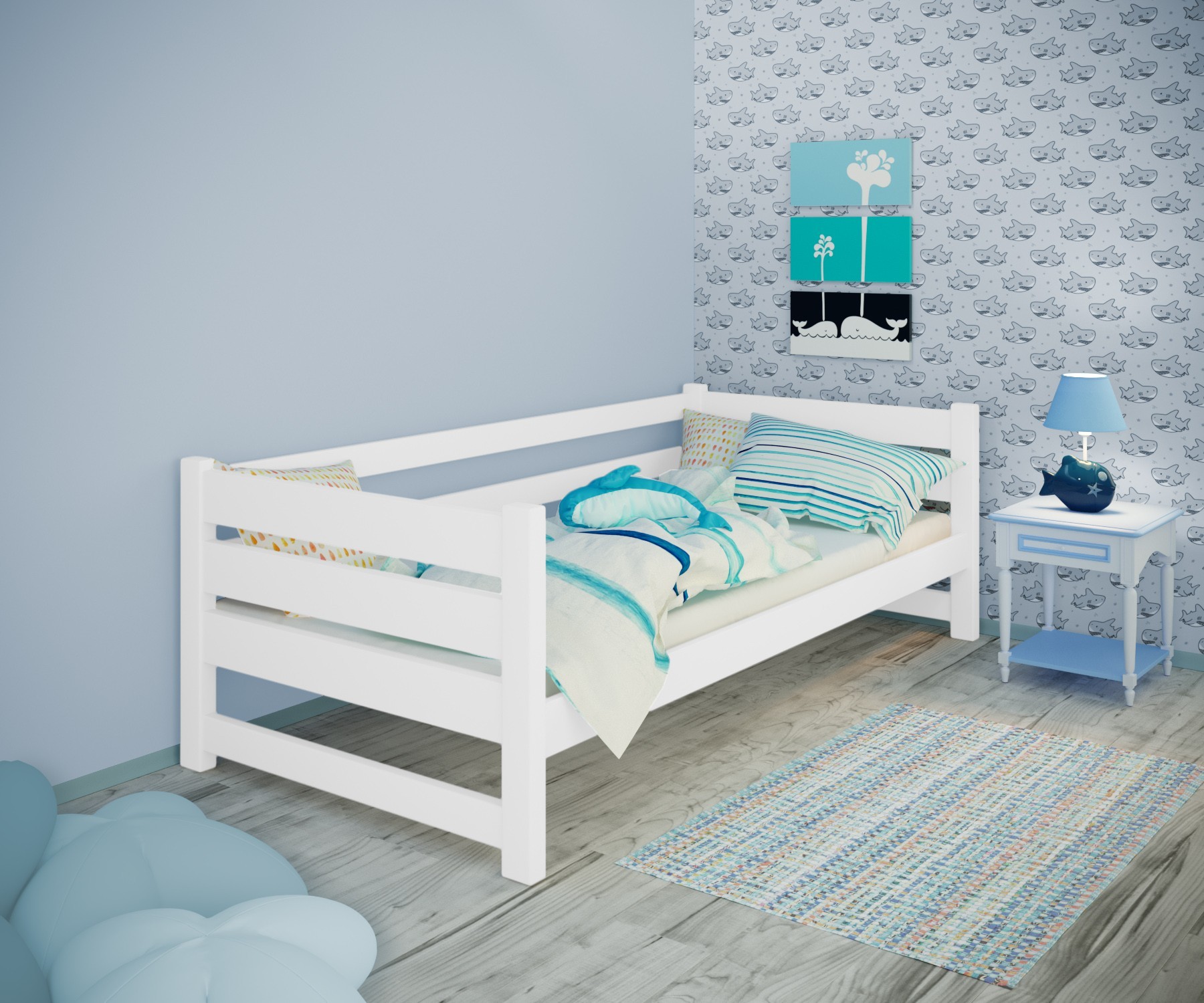 

Кровать односпальная тахта RainbowDream Мартино 80х190 см белый массив ольхи, без ящиков