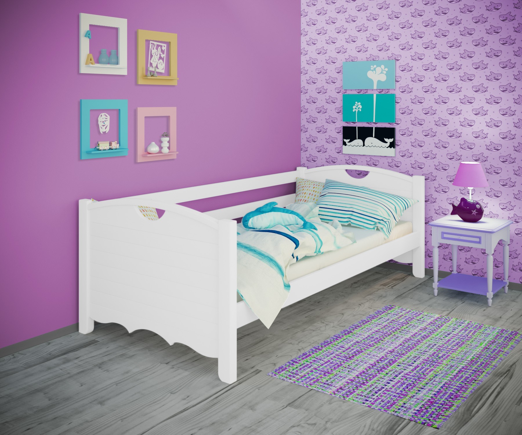 

Кровать односпальная тахта RainbowDream Дженни 80х200 см белый массив ольхи, без ящиков