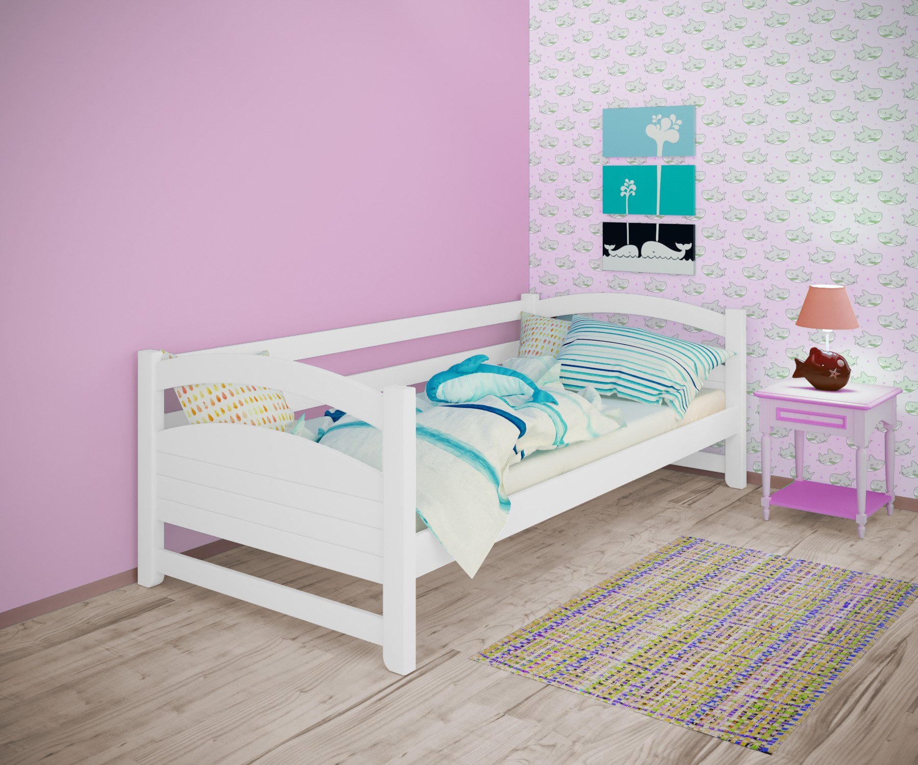 

Кровать односпальная тахта RainbowDream Милана 80х190 см белый массив ольхи, без ящиков