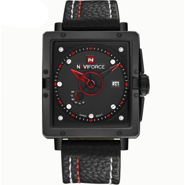 

Часы мужские Naviforce 9065 с кожаным ремешком Черный/Красный