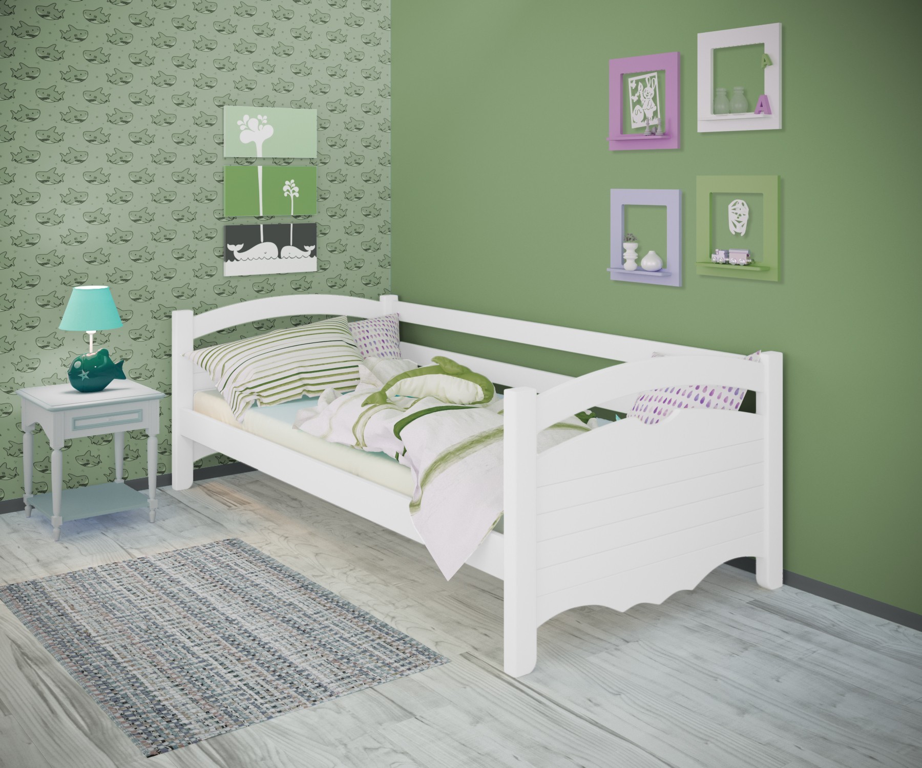 

Кровать односпальная тахта RainbowDream Фирина 80х190 см белый массив ольхи, без ящиков
