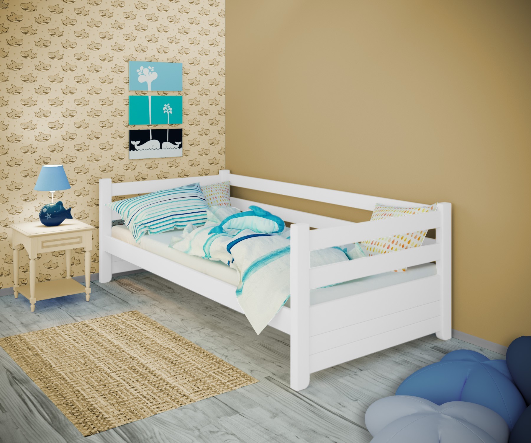 

Кровать односпальная тахта RainbowDream Маркус 80х200 см белый массив ольхи, без ящиков