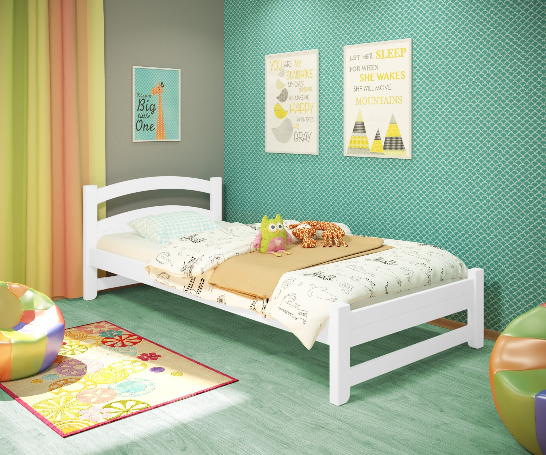 

Кровать односпальная RainbowDream Милана 80х200 см белый массив ольхи, без ящиков
