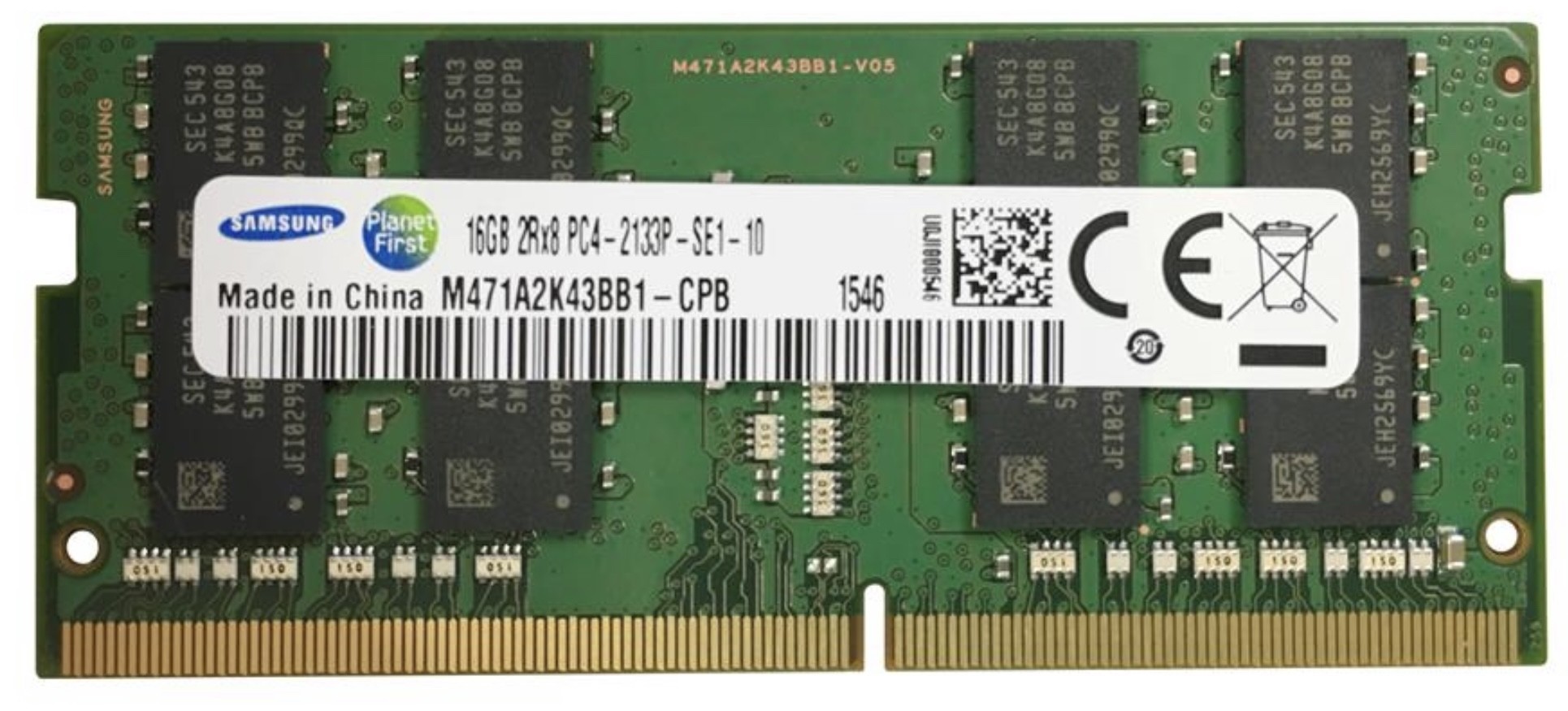 

Оперативная память Samsung SODIMM 16Gb DDR4-2133MHz PC4-17000 CL15 (M471A2K43BB1-CPB) Refurbished