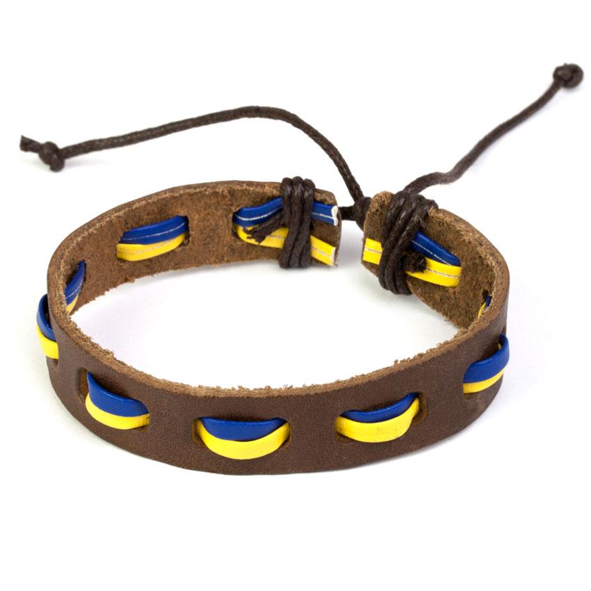 

Браслет Кожаный Summer Time Флаг Украины Волны Flag UA Waves Yellow&Blue Голубой Желтый Коричневый