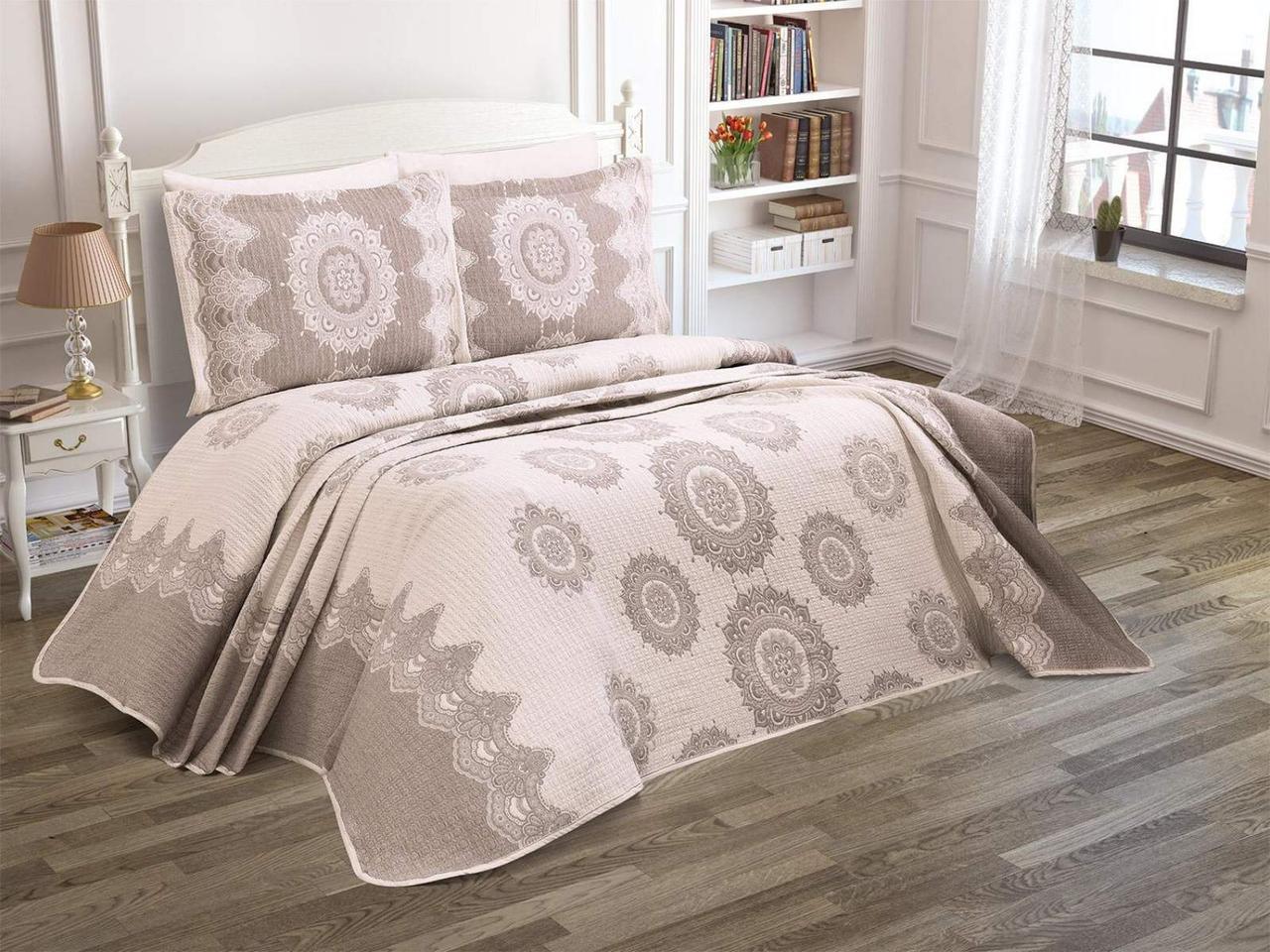 

Покрывало жаккардовое 240*260 с наволочками 50х70 Moda Box Ahzen Kahve