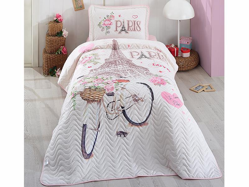 

Покрывало детское/подростковое стеганое 180*240 с наволочкой 50х70 Aran CLASY Paris-love