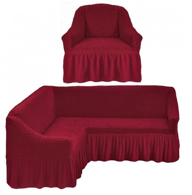 

Чехлы на угловой диван и кресло Home Collection Evibu Турция Бордовый (NUK-11416)