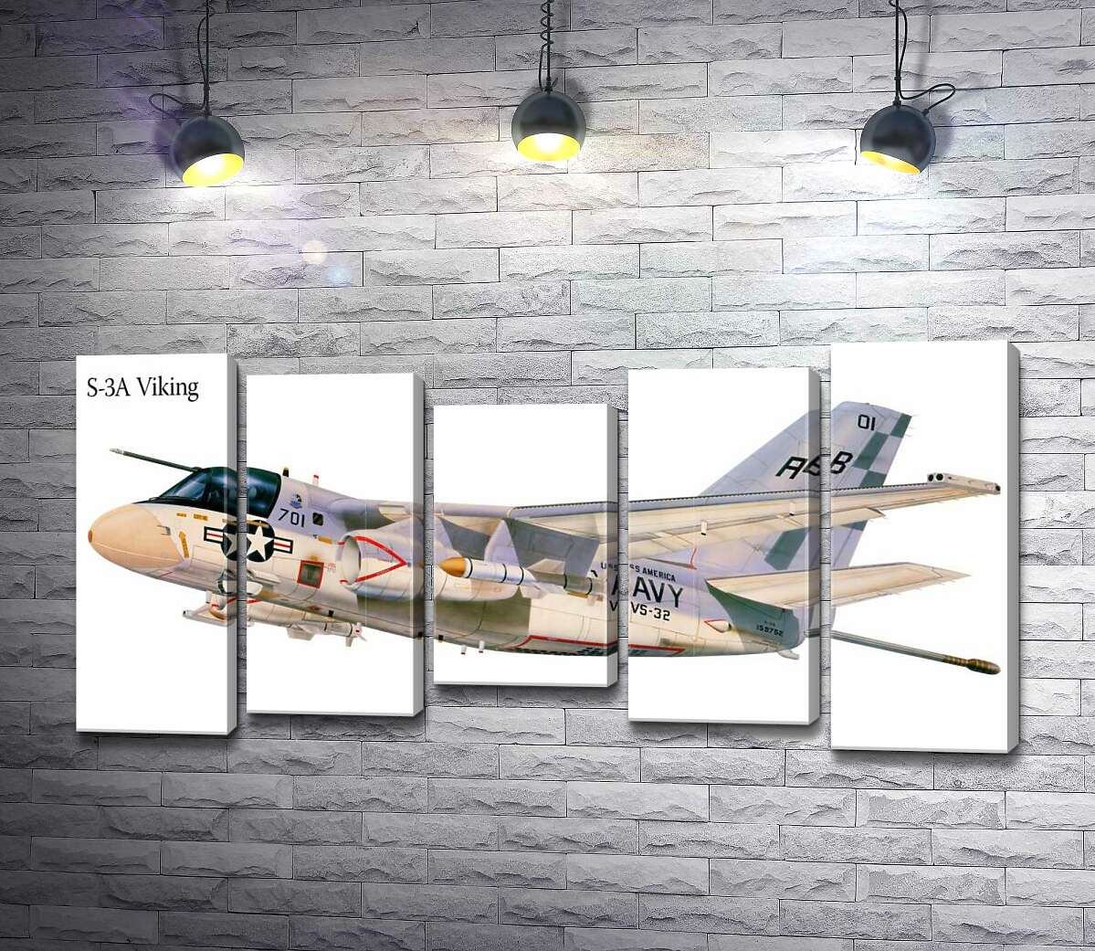 

Модульная картина ArtPoster Американский военный истребитель самолет S-3A Viking 130x67 см Модуль №28
