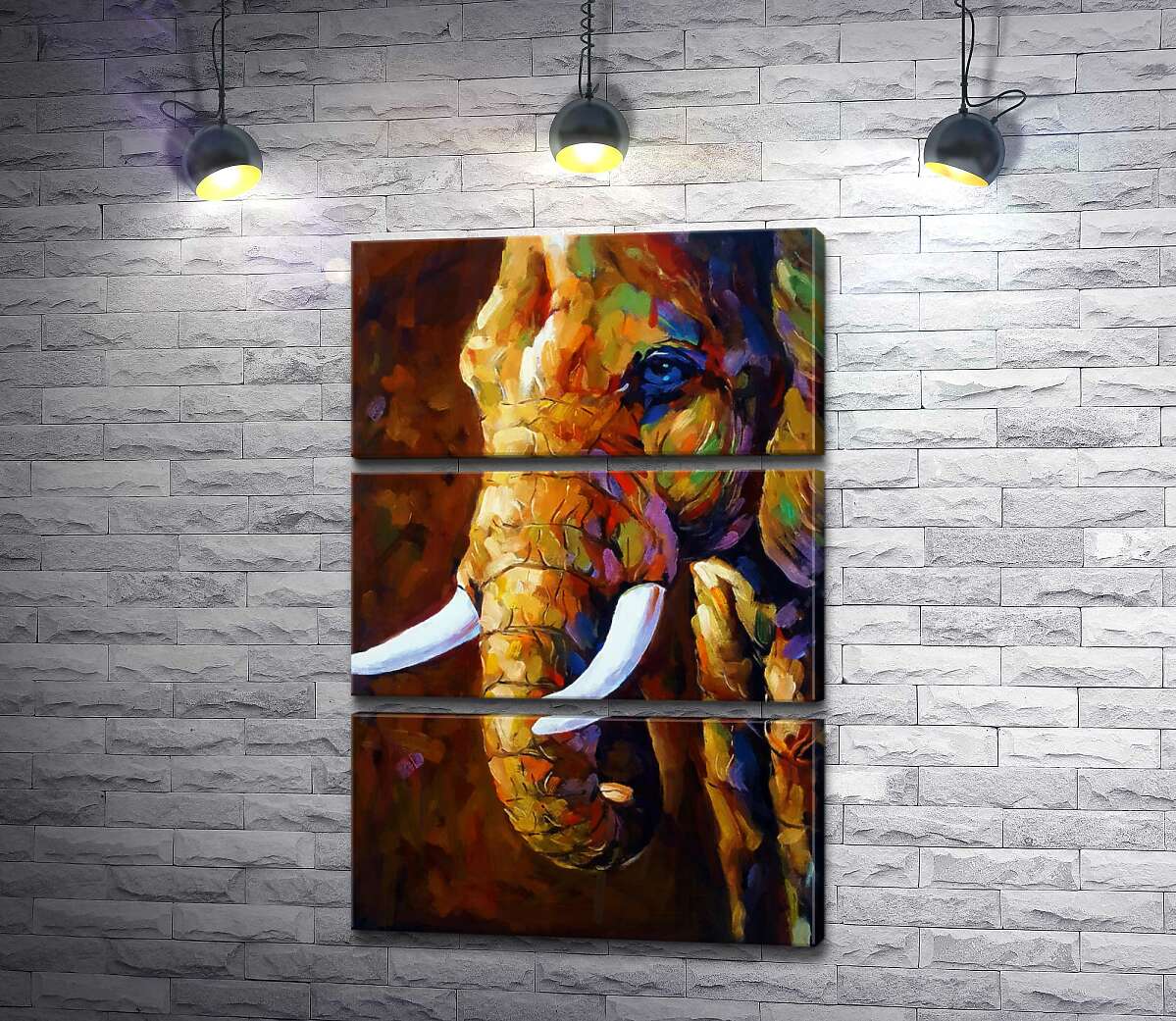 

Модульная картина ArtPoster Белоснежные бивни в цветном силуэте слона 130x195 см Модуль №13