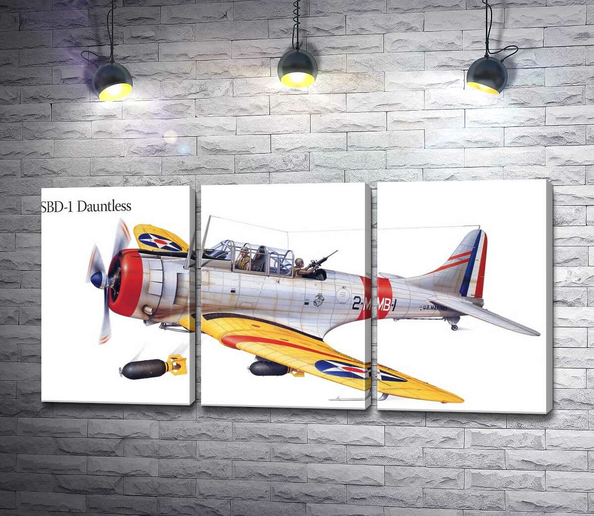 

Модульная картина ArtPoster "Бесстрашный" (SBD-1 Dauntless) бомбардировщик американского производства 132x65 см Модуль №11
