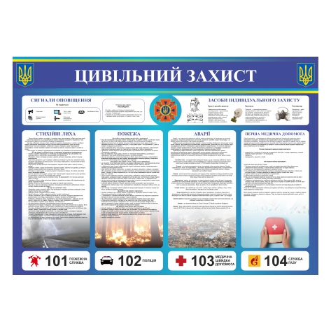 

Стенд Vivay “Цивільний захист” 140x100 см (11031)