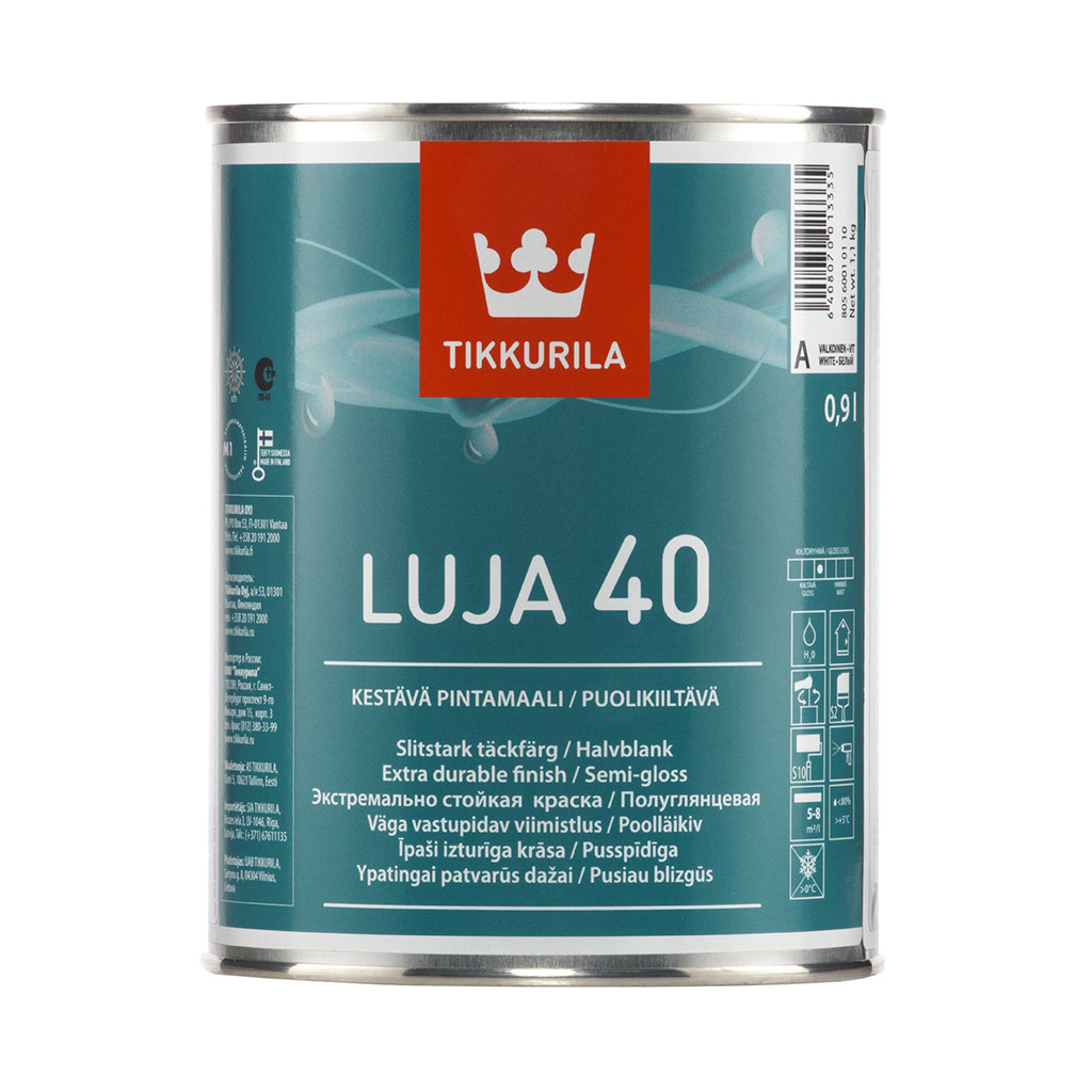 

Краска для стен Tikkurila Луя LUJA 40 0.9л (A) полуглянцевая