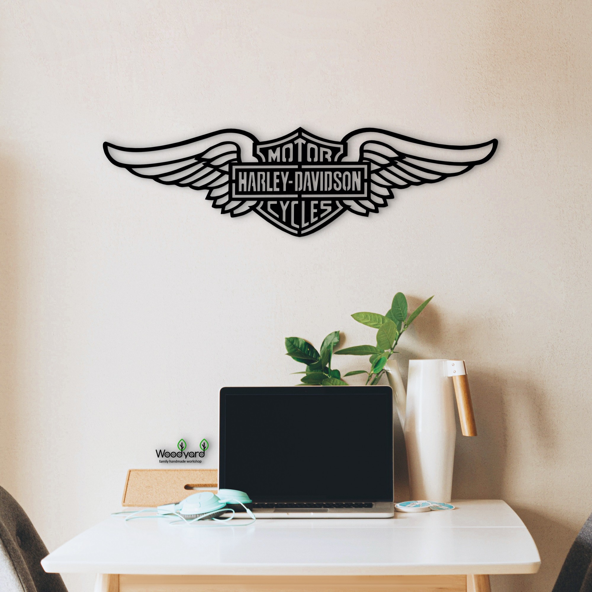 

Панно из дерева Woodyard Harley Davidson 60х15 см чёрное 0140 3