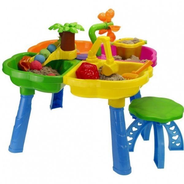 

Набор для песочницы Best Toys игровой столик с аксессуарами 4 отсека с отверстиями для спуска воды и стул (01-121)