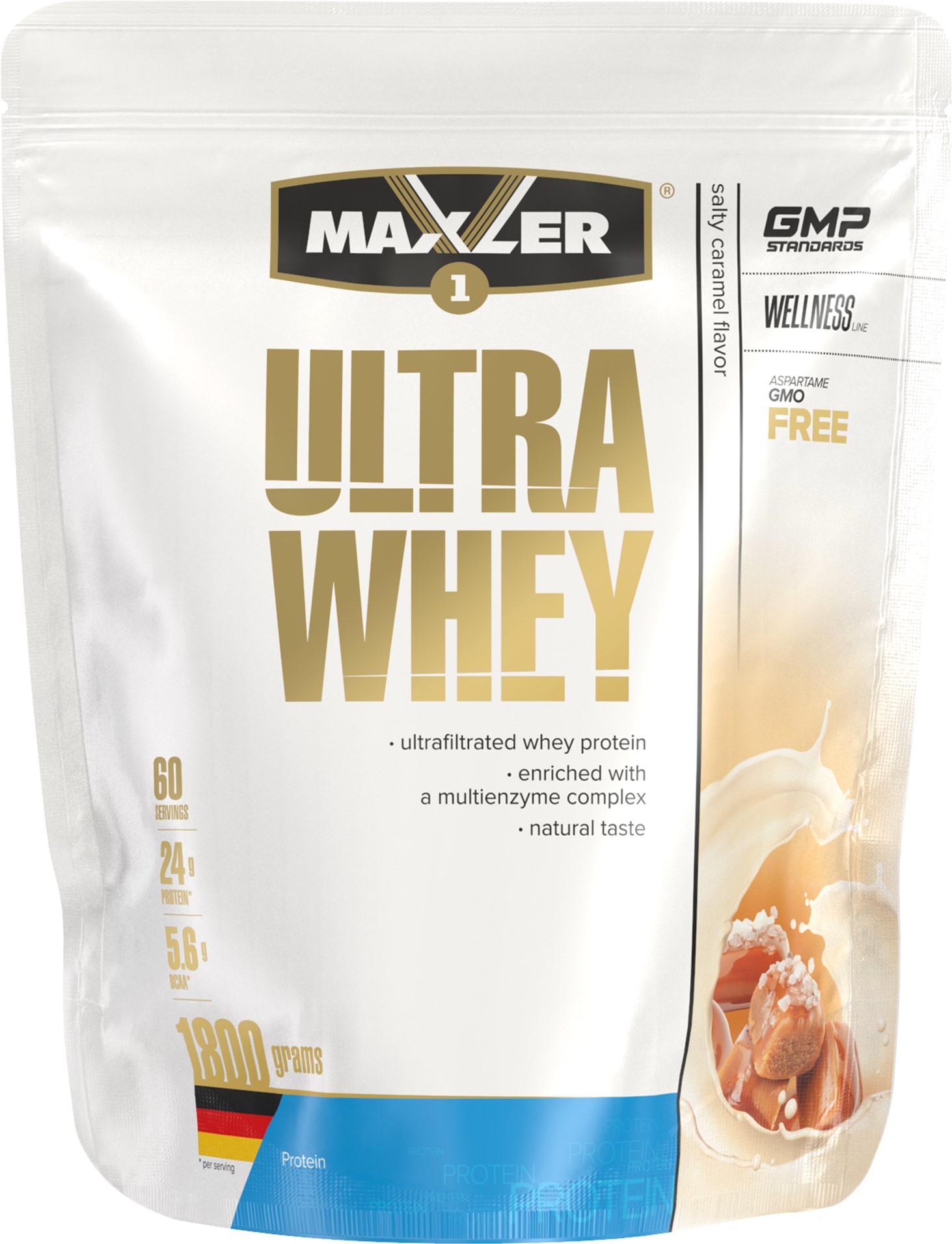 

Сывороточный протеин Maxler Ultra Whey 1800 г в пакете со вкусом Соленой карамели (4260122320905)