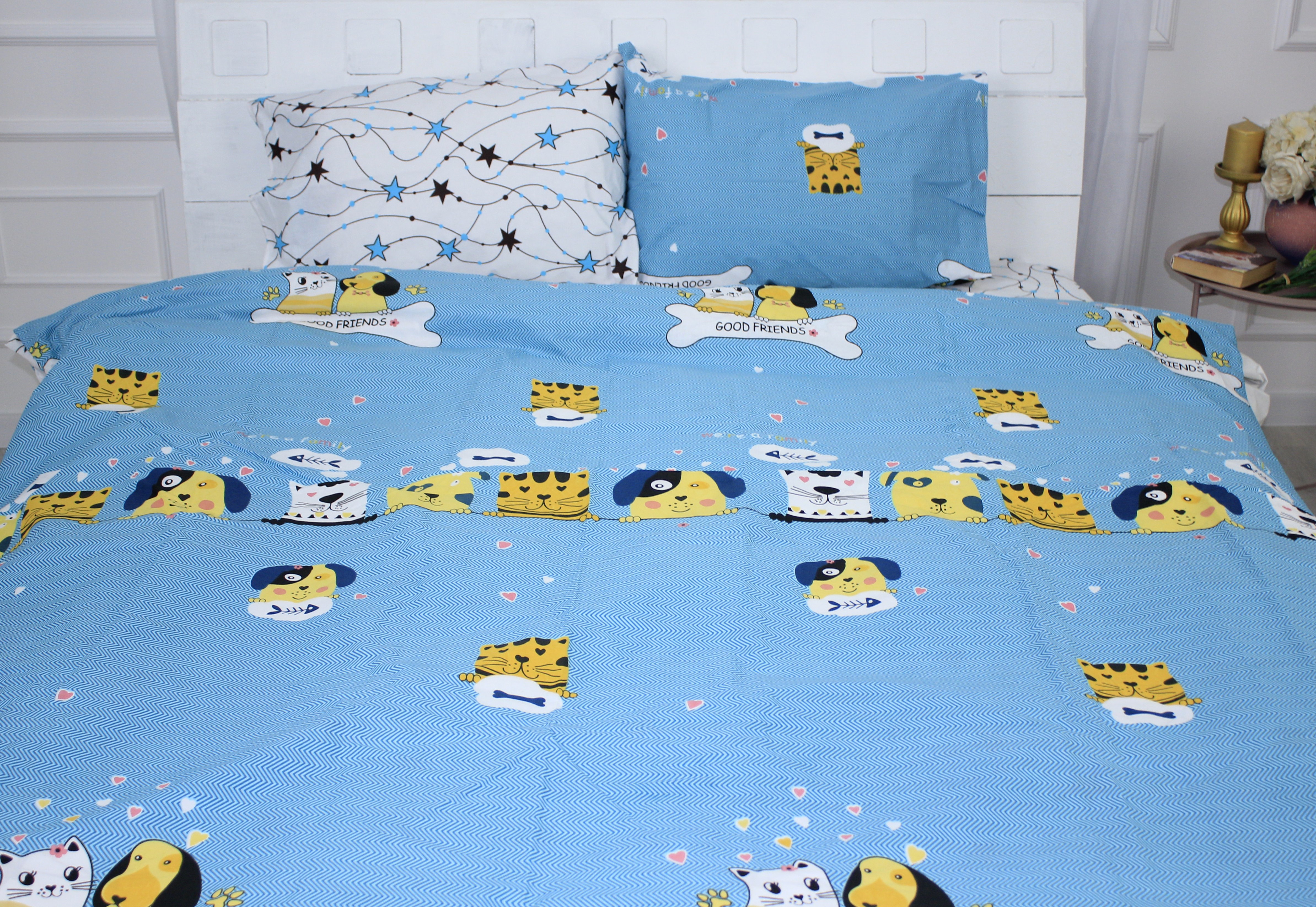 

Простынь MirSon Ranforce Elite 17-0518 Cat-dog blue 240х260 см