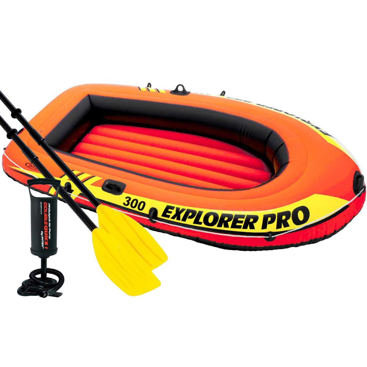 

Лодка надувная 2-х местная Intex Explorer PRO 300 Set, 3-х камерная 244 х 117 см, в комплекте весла, ручной насос 58358