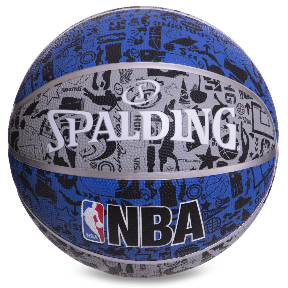 

Мяч баскетбольный Composite Leather SPALDING NBA GRAFFITI Outdoor 83176Z №7 синий-серый