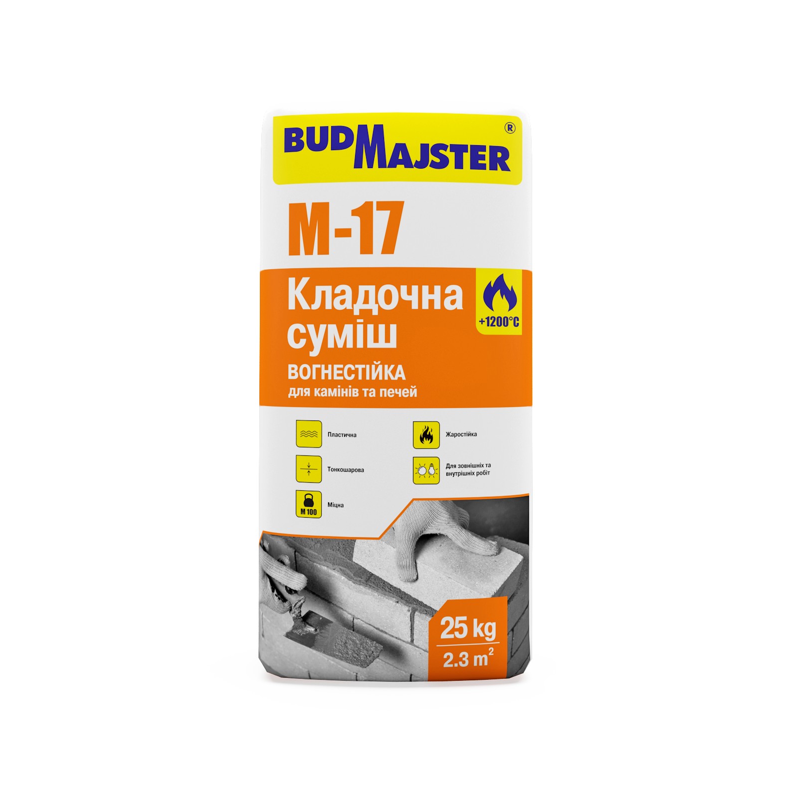 

Кладочная смесь огнестойкая для каминов и печей M-17 BudMajster,25 кг