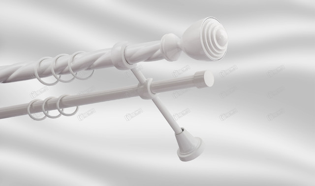 

Карниз для шторы PLASTIDEA металлический двойной витой диаметр 25-16 мм. с крючками Белый Палацио 240 см.