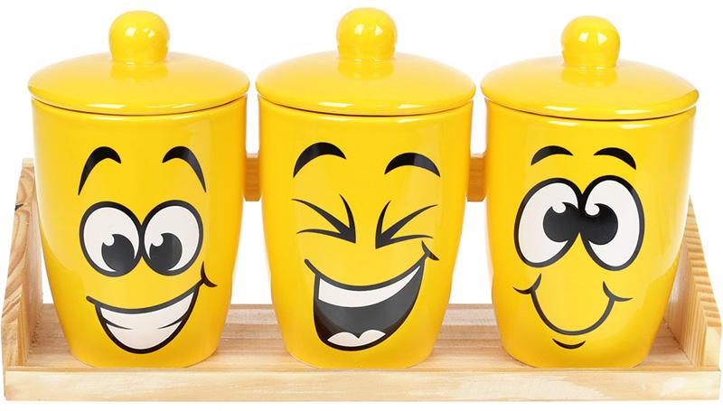

Набор банок керамических Funny Smile 650мл на деревянной подставке (BD-DM779-SM)