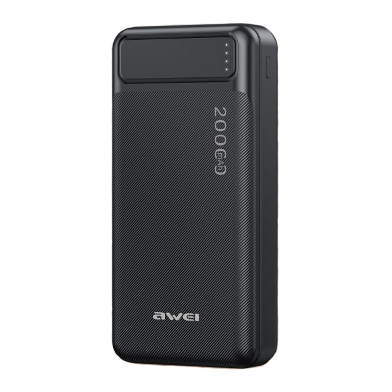 

Внешний аккумулятор для телефона и гаджетов Power Bank AWEI P6K портативное зарядное устройство на 20000 мАч 2 USB порта micro-USB и Type-C
