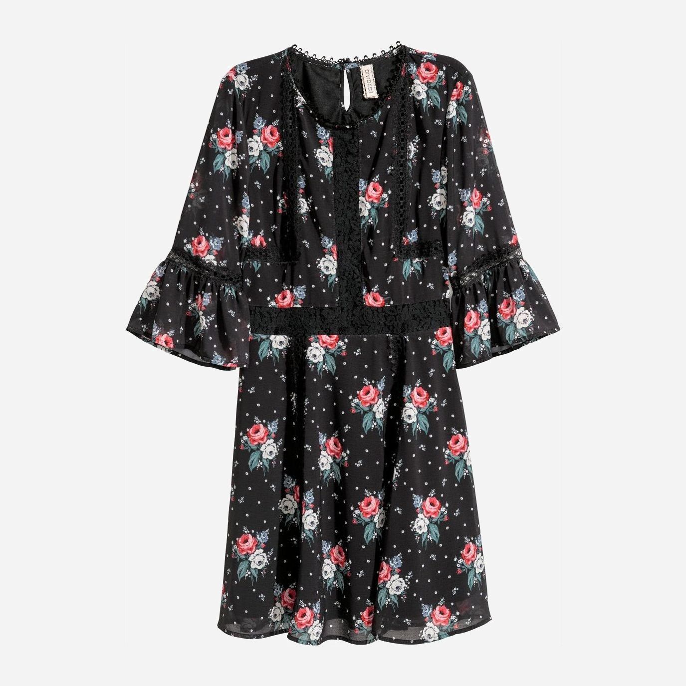 

Платье H&M 0536475_цветы  Черное, Платье H&M 0536475_цветы 40 Черное