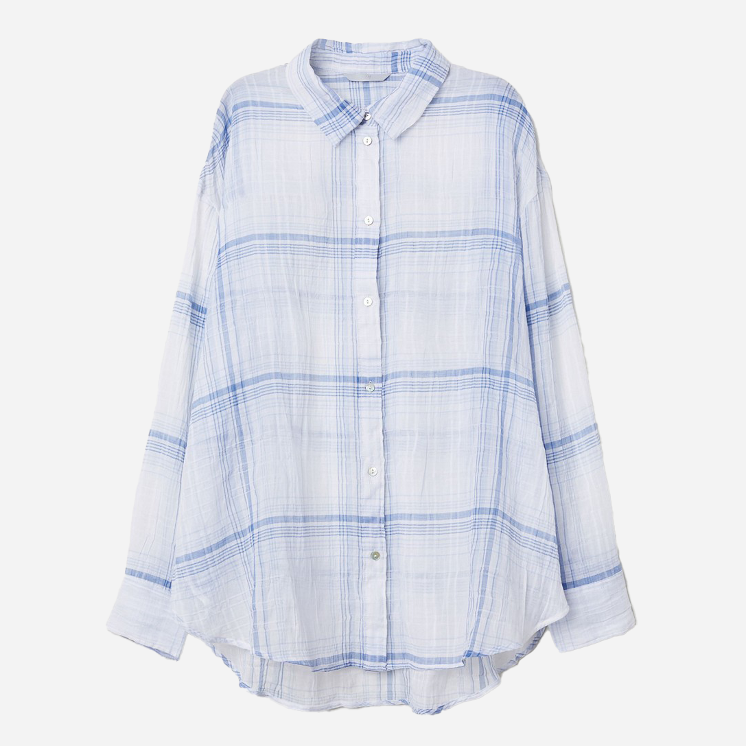 

Рубашка H&M 0654854_голуб.клет.  Белая, Рубашка H&M 0654854_голуб.клет. 36 Белая
