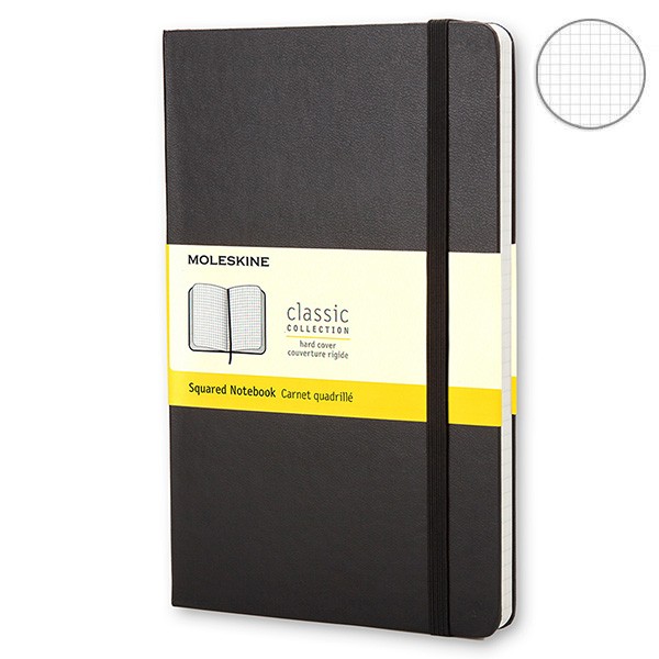 

Записная книга Moleskine Classic 13 x 21 см клетка 120 л твердая обложка Черный (QP061)