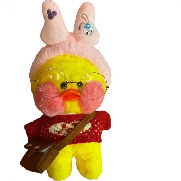 

Мягкая игрушка Плюшевая ЛалаФанФан Уточка Lalafanfan Duck в одежде 32 см желтый красный 5