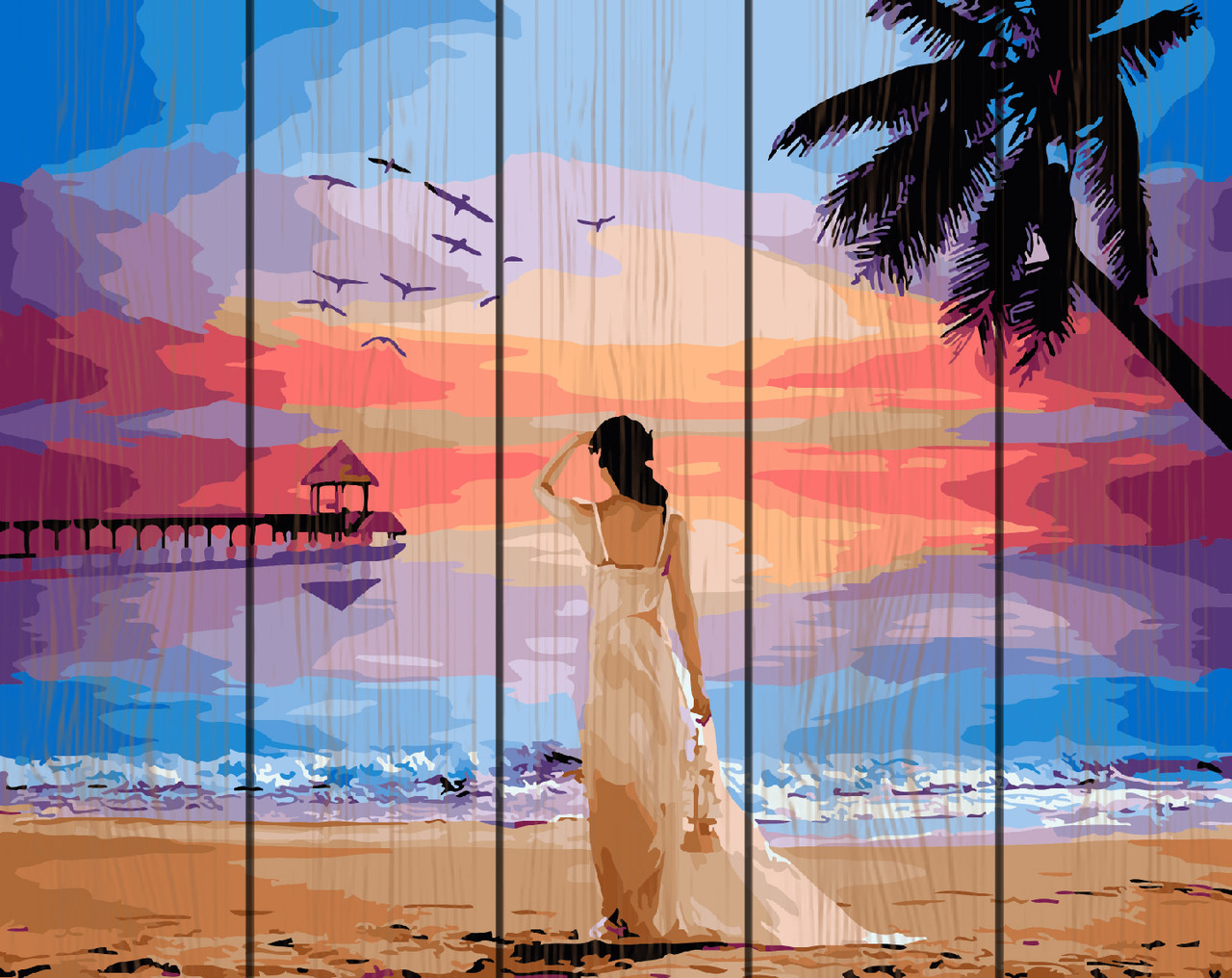 

Картина за номерами на дереві Rainbow Art Тропічний світанок в подарунковій коробці 40 * 50см