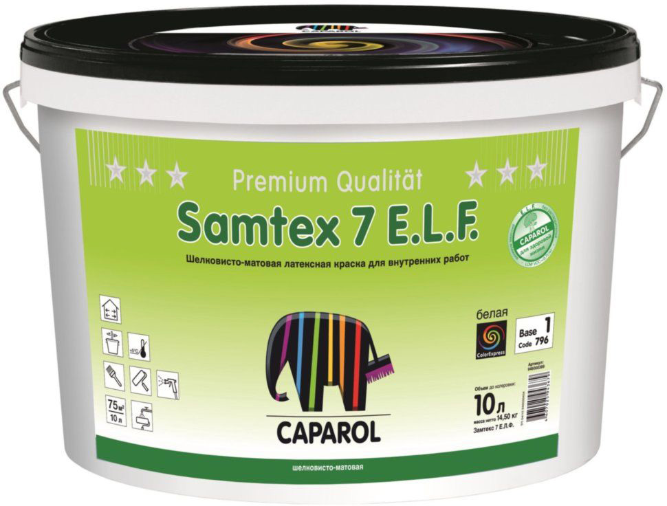 

Строительная краска Caparol Samtex 7 шелковисто-матовая 10 л Белая (IG20128)
