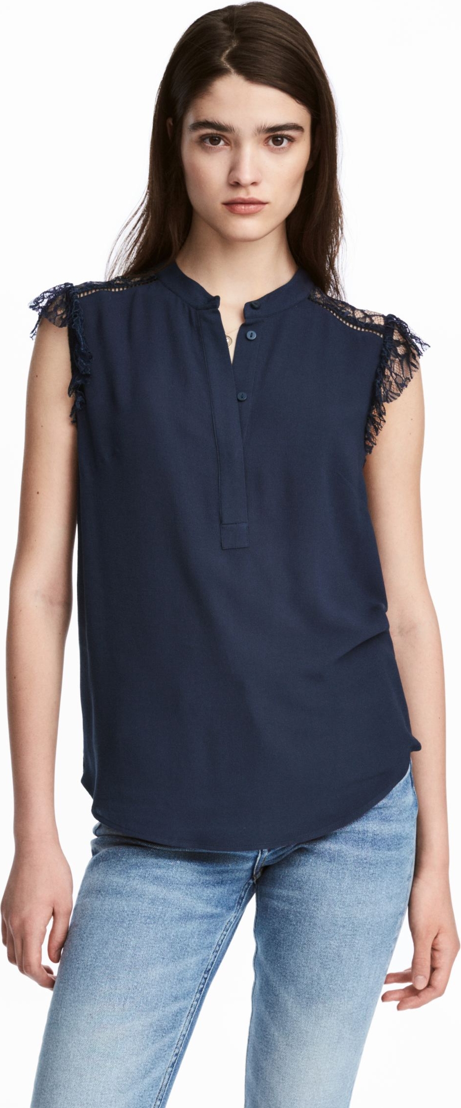 

Блузка H&M 3hm06110075  Темно-синяя, Блузка H&M 3hm06110075 36 Темно-синяя
