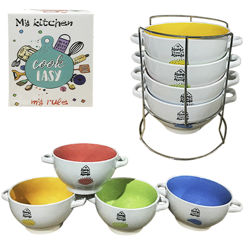 

Набор круглых мисок с ручками на стойке S&T Home 4 шт (054-04-05)