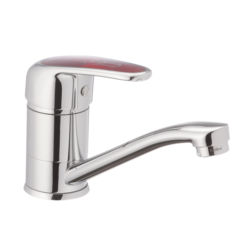 

Смеситель для умывальника Haiba MAGIC 004 с красной ручкой (излив 15 см) (HB0690)