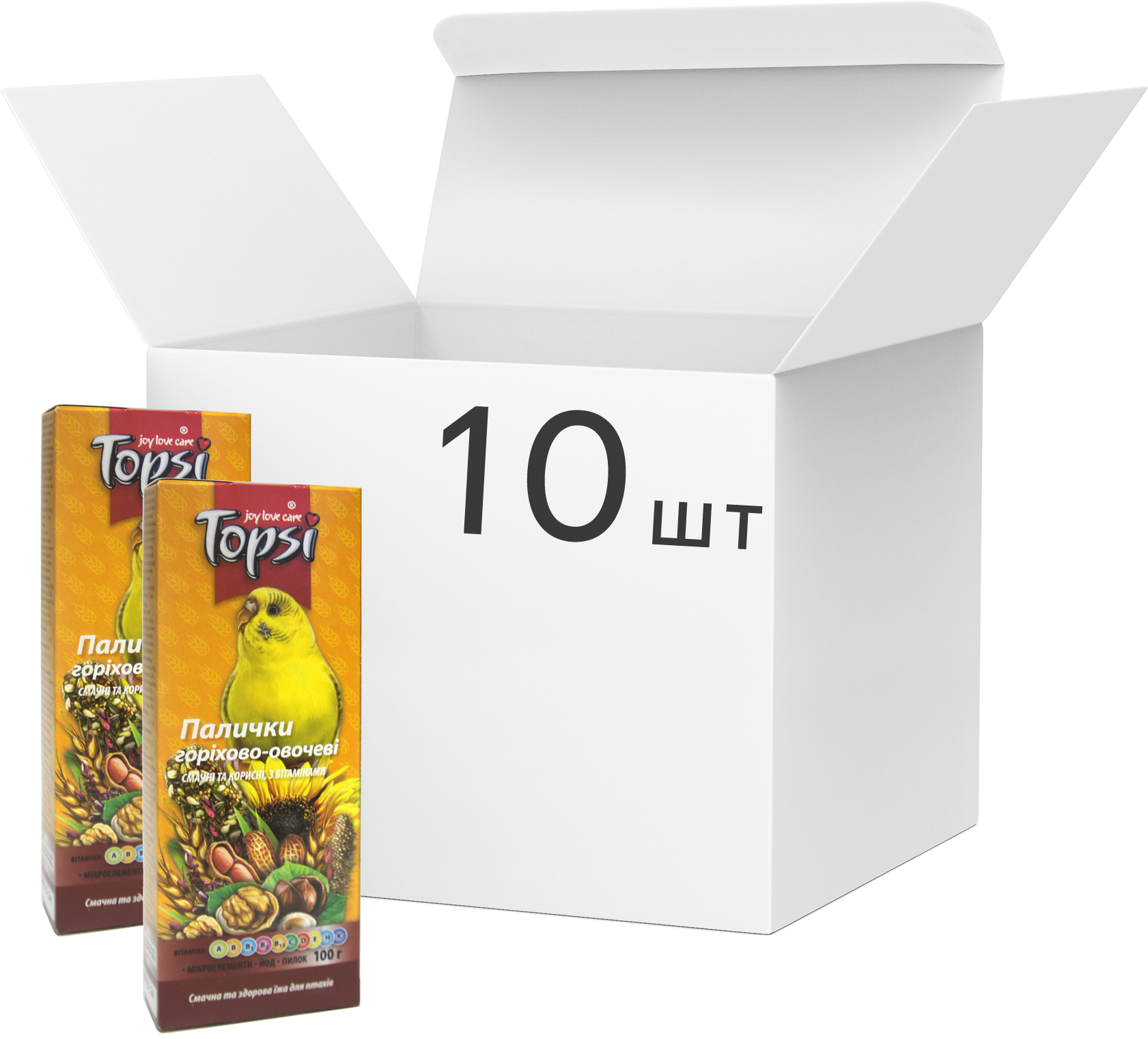 Акція на Упаковка корма палочки для волнистых попугаев Topsi Орехово-овощные 100 г 10 шт (14820122208299) від Rozetka UA