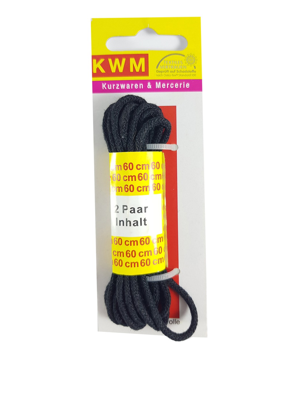

Шнурки для обуви круглые 60 см 2 пары KWM черный K02-110054