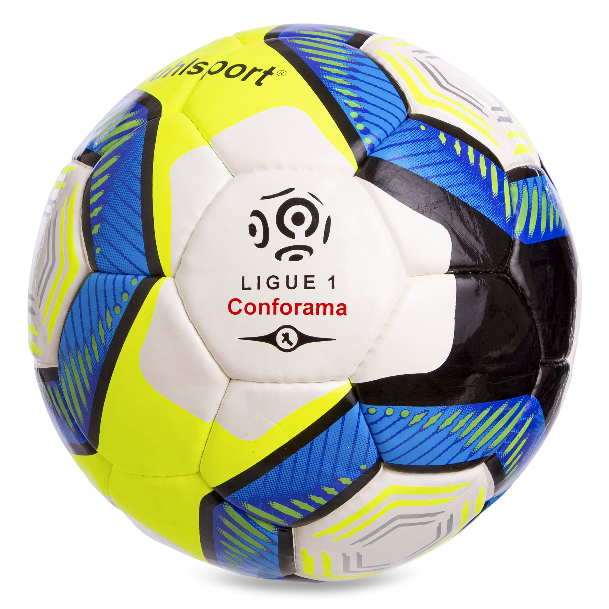 

Мяч футбольный №5 PU ламин. UHLSPORT LIGUE1 2019-2020 FB-2159 (№5, 5 сл., сшит вручную)