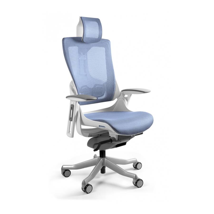 

Кресло Ergonomiczny Fotel Wau 2 Biały Siatka Blue Nw43